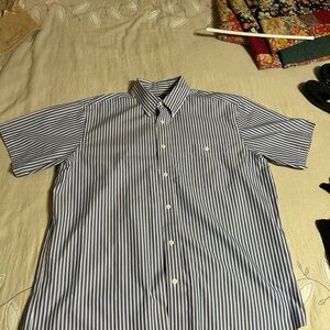 Orvis Blue and White Striped Button-Down Shirt